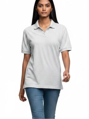 Quad Seven EUC Girls White Polo Blouse - Lightweight Short Sleeve
